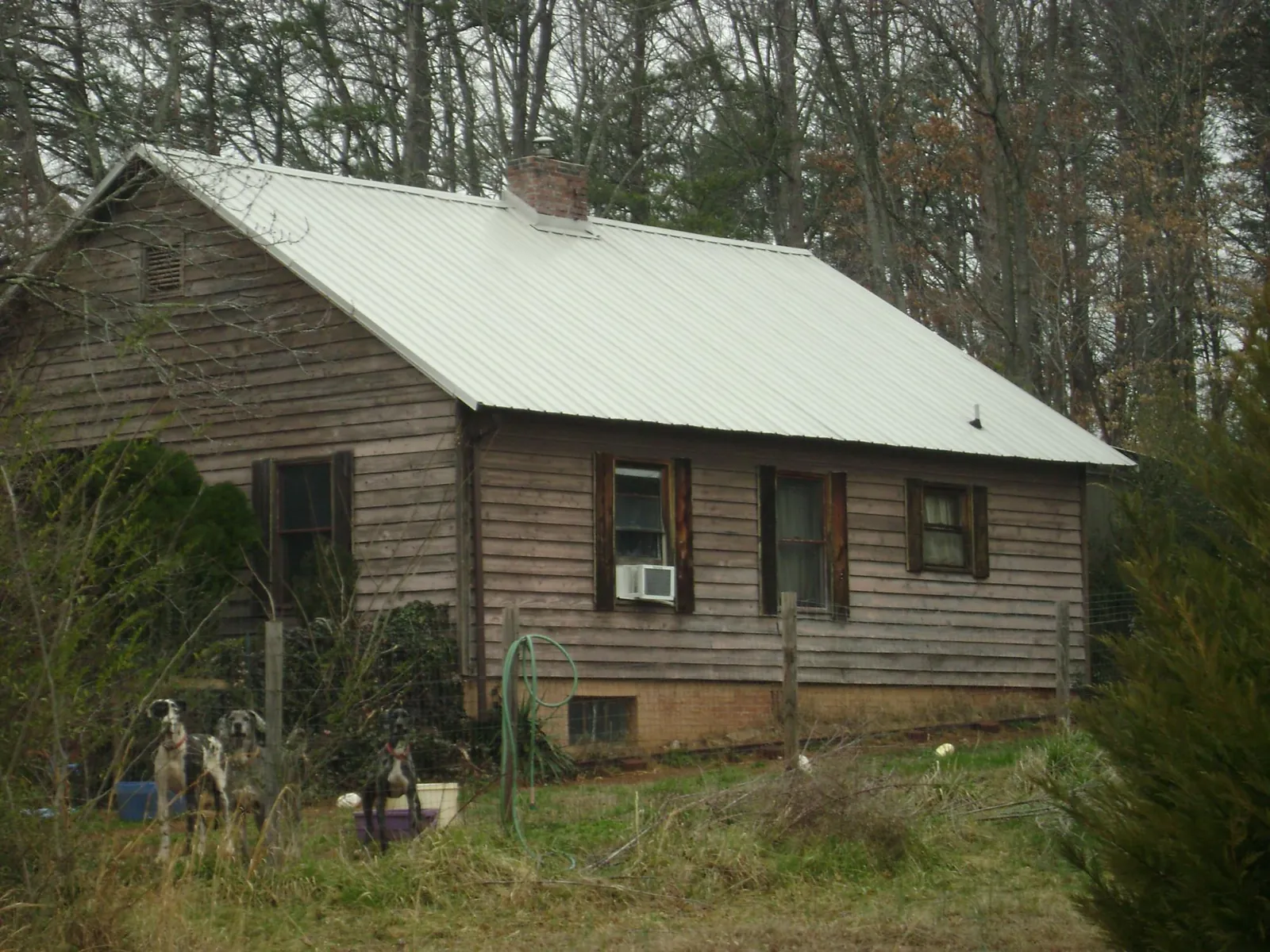 White metal roof on an old wood sided farmhouse, from a Metal Roof Installation job in Friesland